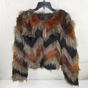 NWT YOKI MULTICOLORED STRIPED FAUX FUR JACKET -XL